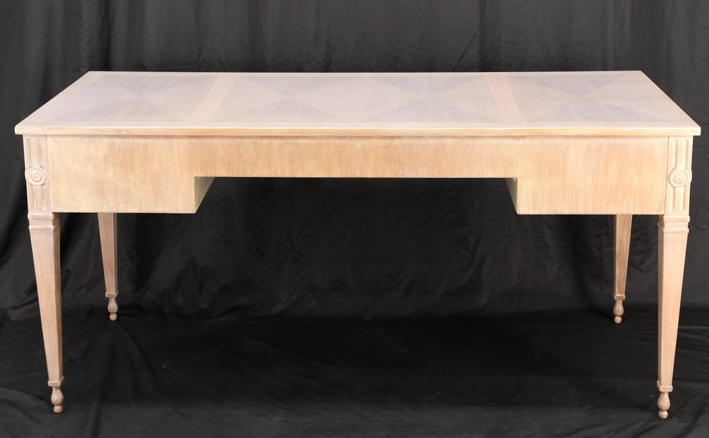 EstablishedLines Baker Bleached Walnut Lucite & Brass Pulls 4 Drawer Low Profile Desk Console