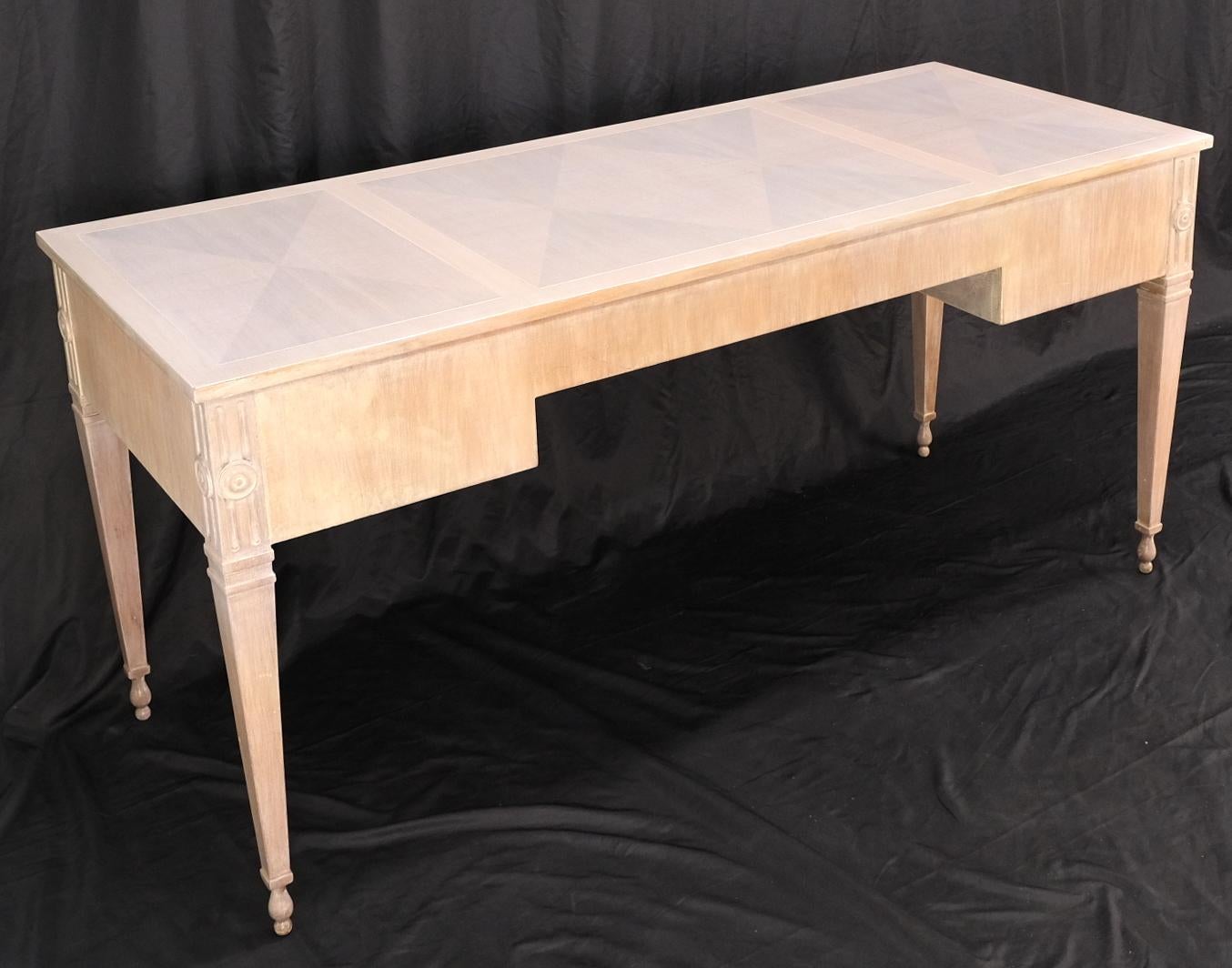 EstablishedLines Baker Bleached Walnut Lucite & Brass Pulls 4 Drawer Low Profile Desk Console