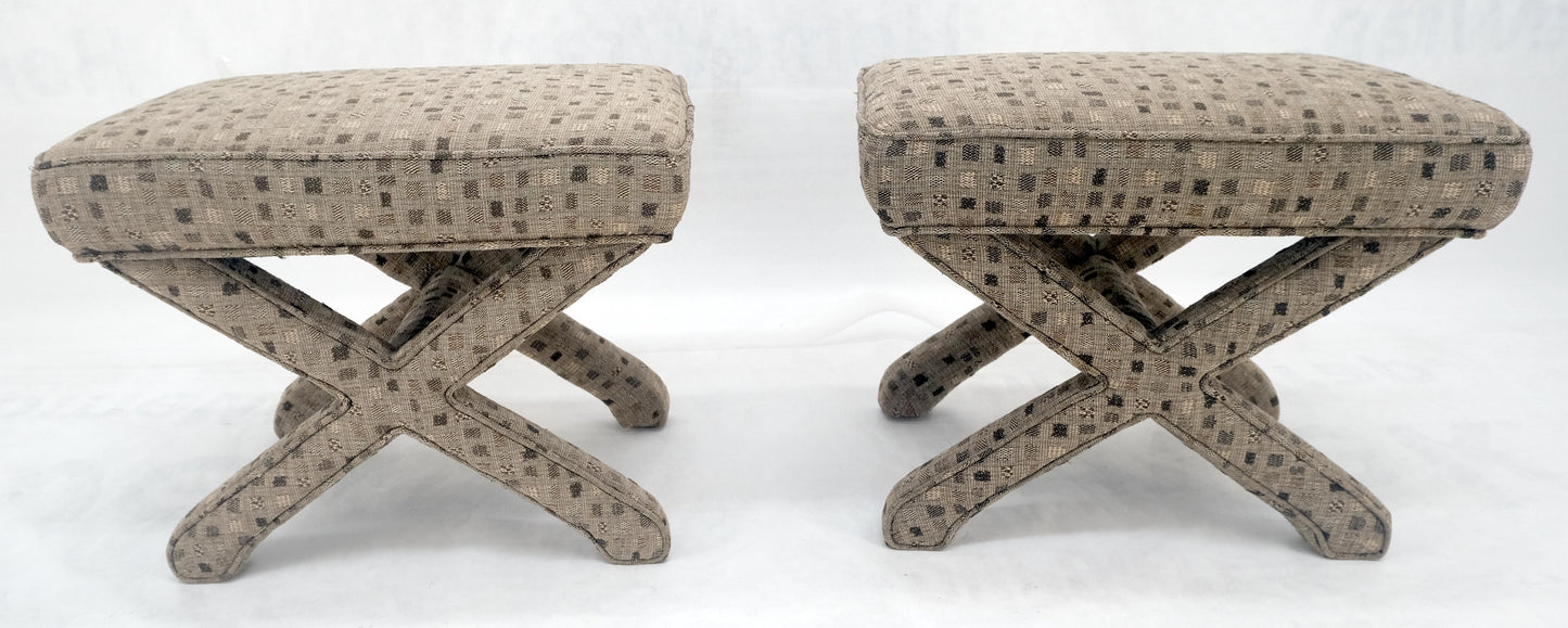 EstablishedLines Pair of Billy Baldwin X bases decorative Upholstered benches c1970s MINT