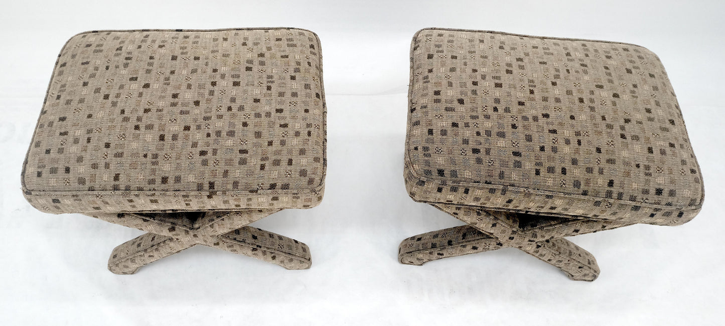 EstablishedLines Pair of Billy Baldwin X bases decorative Upholstered benches c1970s MINT