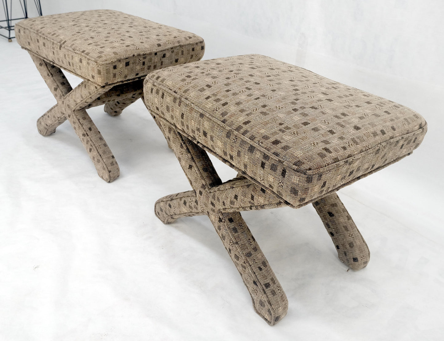 EstablishedLines Pair of Billy Baldwin X bases decorative Upholstered benches c1970s MINT