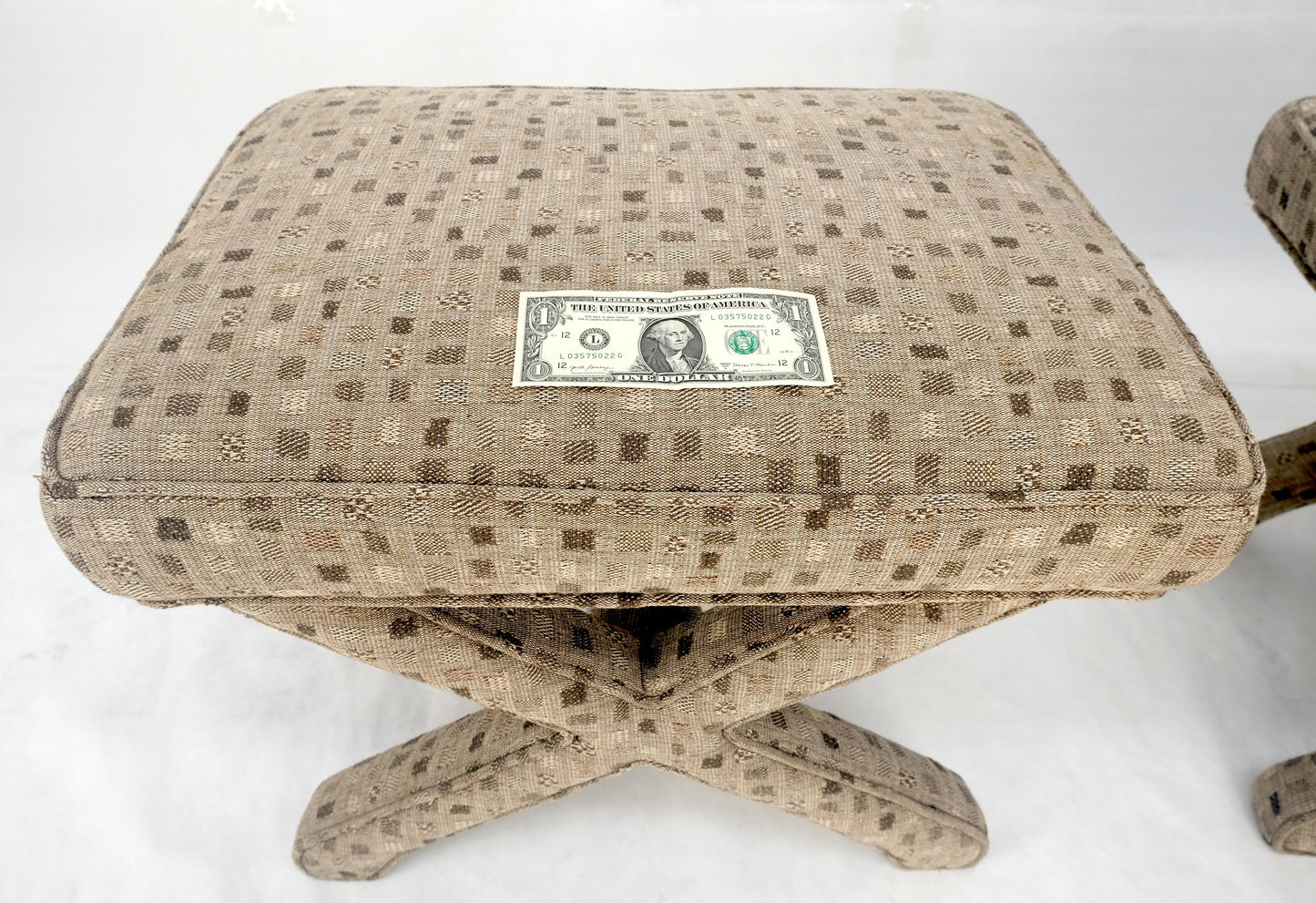 EstablishedLines Pair of Billy Baldwin X bases decorative Upholstered benches c1970s MINT