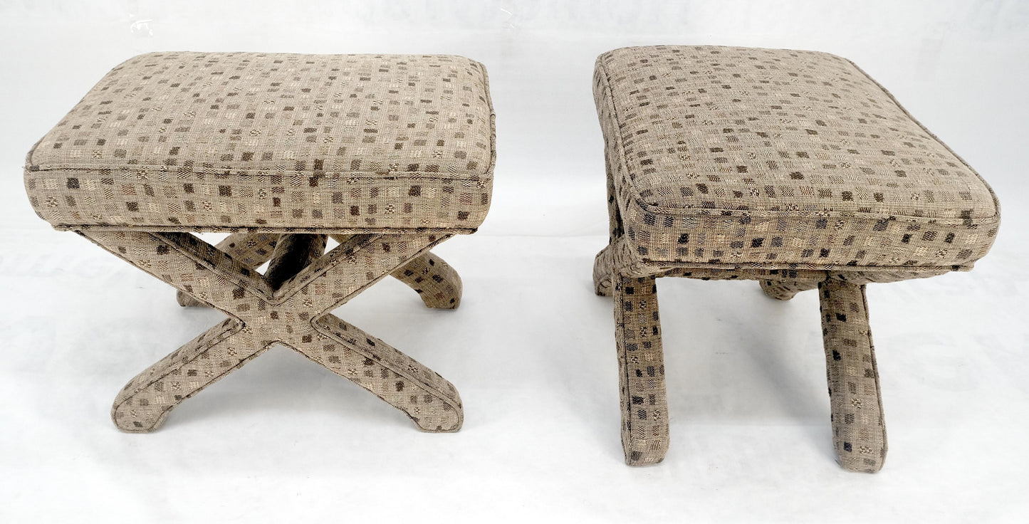 EstablishedLines Pair of Billy Baldwin X bases decorative Upholstered benches c1970s MINT