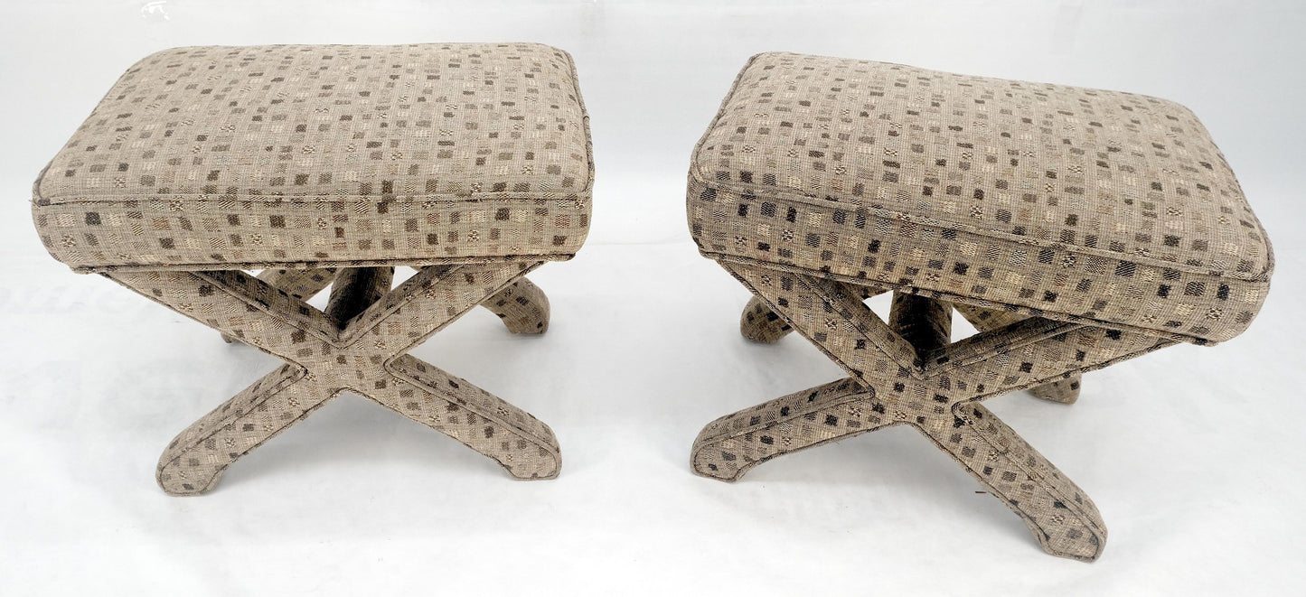 EstablishedLines Pair of Billy Baldwin X bases decorative Upholstered benches c1970s MINT