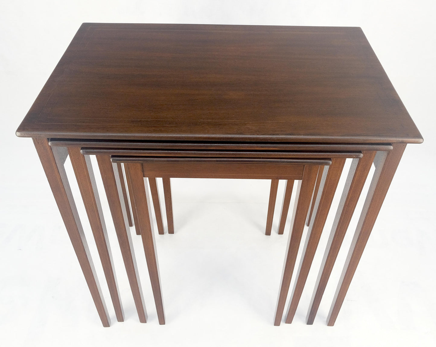 EstablishedLines Set of 4 Elegant Tapered Legs Mahogany Federal Nesting Side End Tables MINT