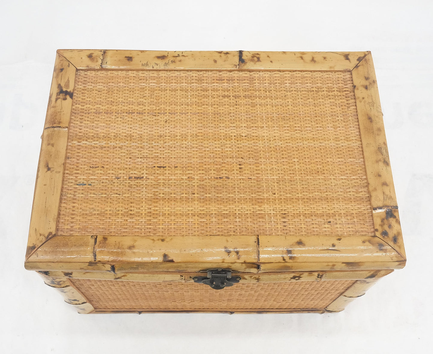 EstablishedLines Cane & Burnt Bamboo Compact 16x23 Decorative Hope Chest Trunk MINT