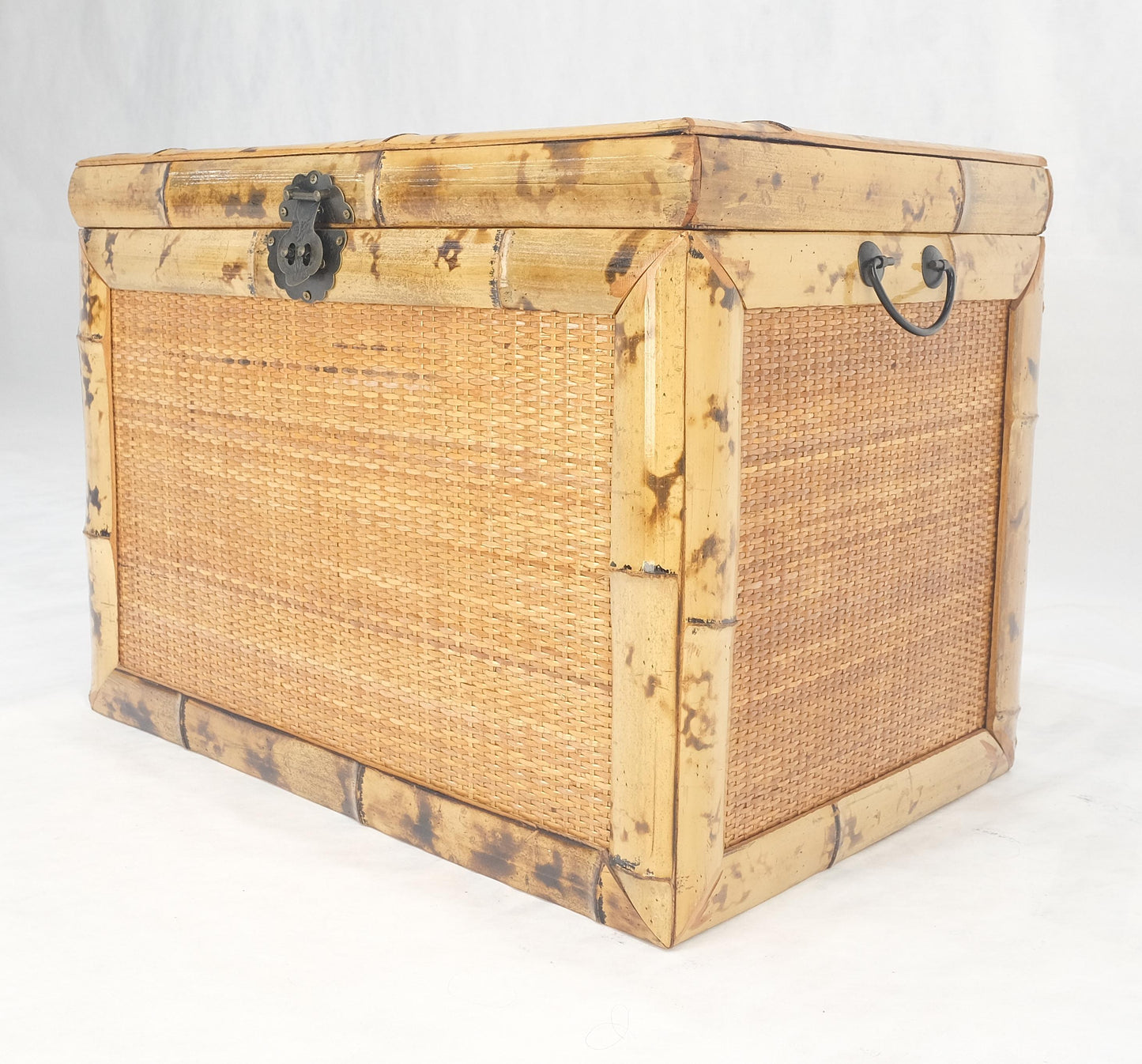EstablishedLines Cane & Burnt Bamboo Compact 16x23 Decorative Hope Chest Trunk MINT