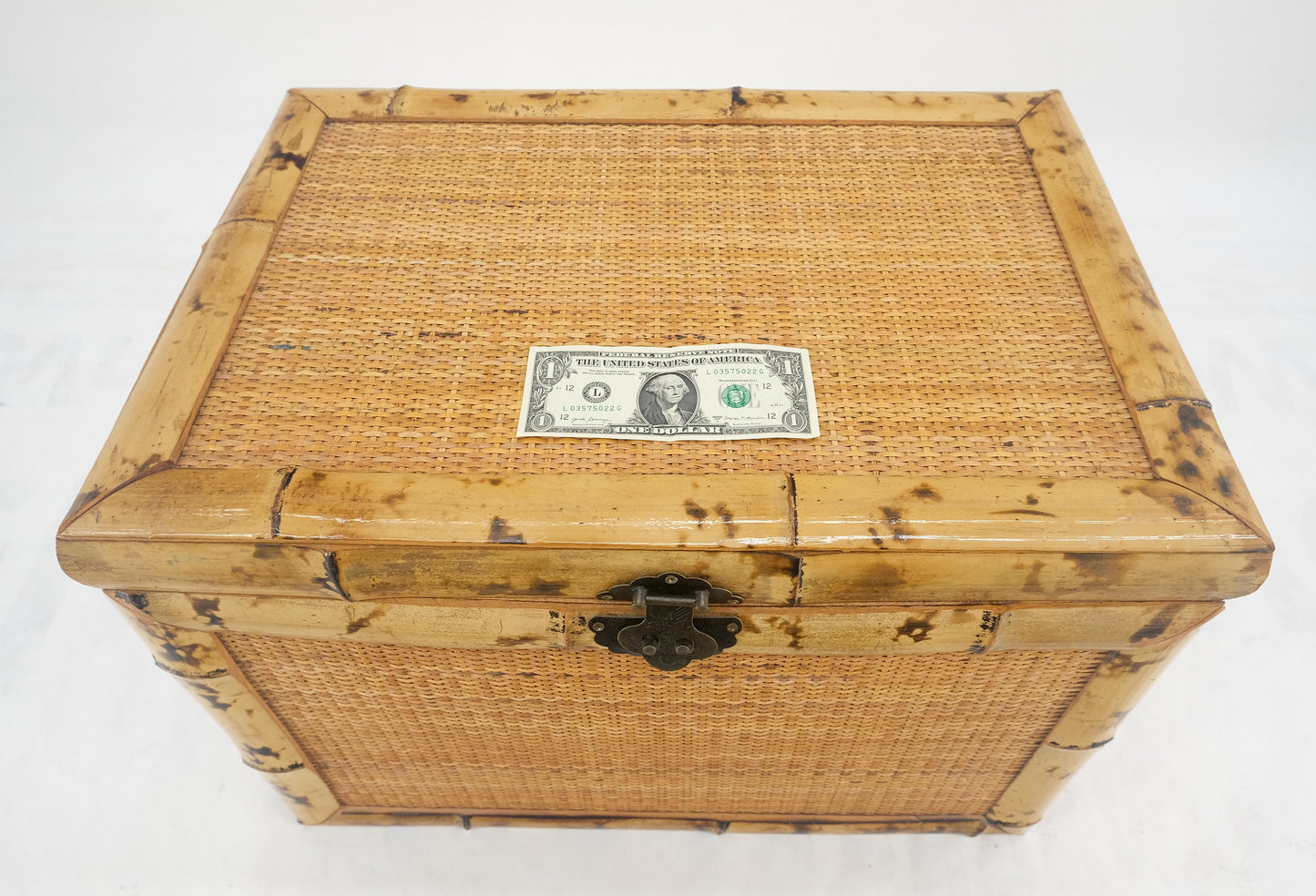 EstablishedLines Cane & Burnt Bamboo Compact 16x23 Decorative Hope Chest Trunk MINT