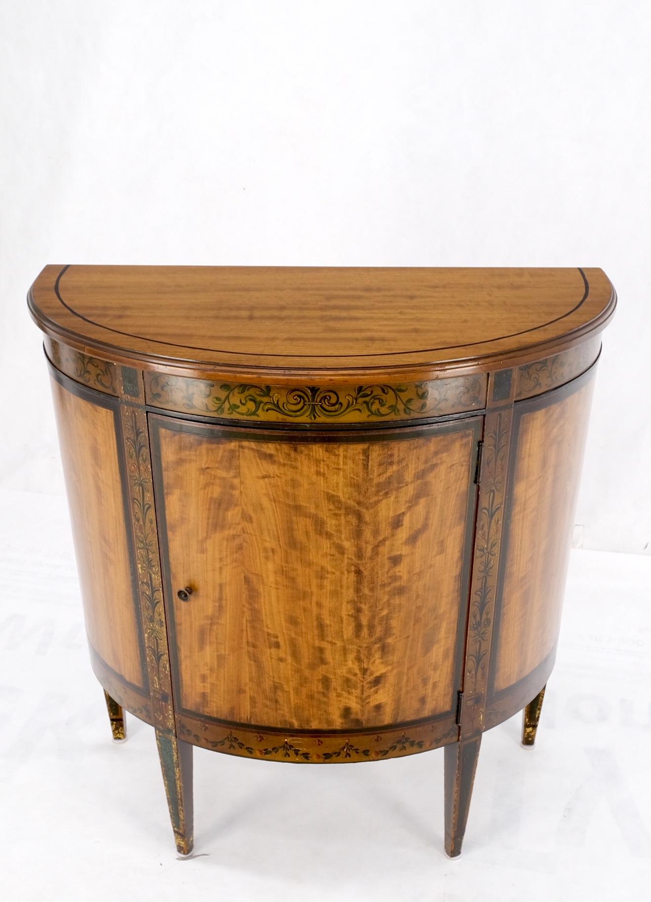 EstablishedLines Demi Lune Adams Style Satin Wood Console Cabinet Dresser Server Entry Chest Bar