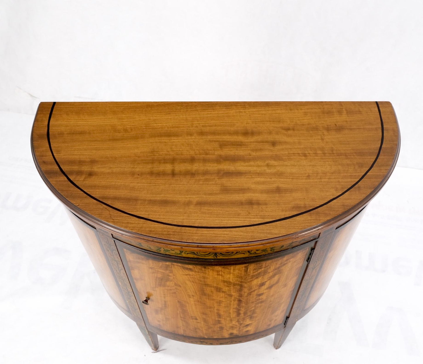 EstablishedLines Demi Lune Adams Style Satin Wood Console Cabinet Dresser Server Entry Chest Bar