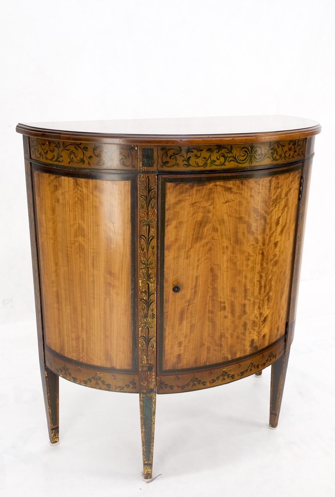 EstablishedLines Demi Lune Adams Style Satin Wood Console Cabinet Dresser Server Entry Chest Bar