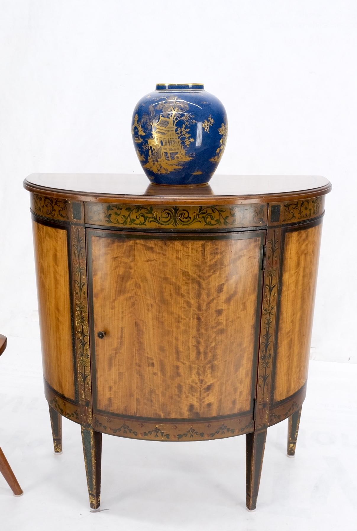 EstablishedLines Demi Lune Adams Style Satin Wood Console Cabinet Dresser Server Entry Chest Bar