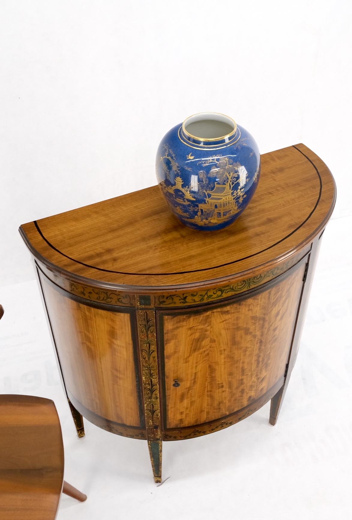 EstablishedLines Demi Lune Adams Style Satin Wood Console Cabinet Dresser Server Entry Chest Bar