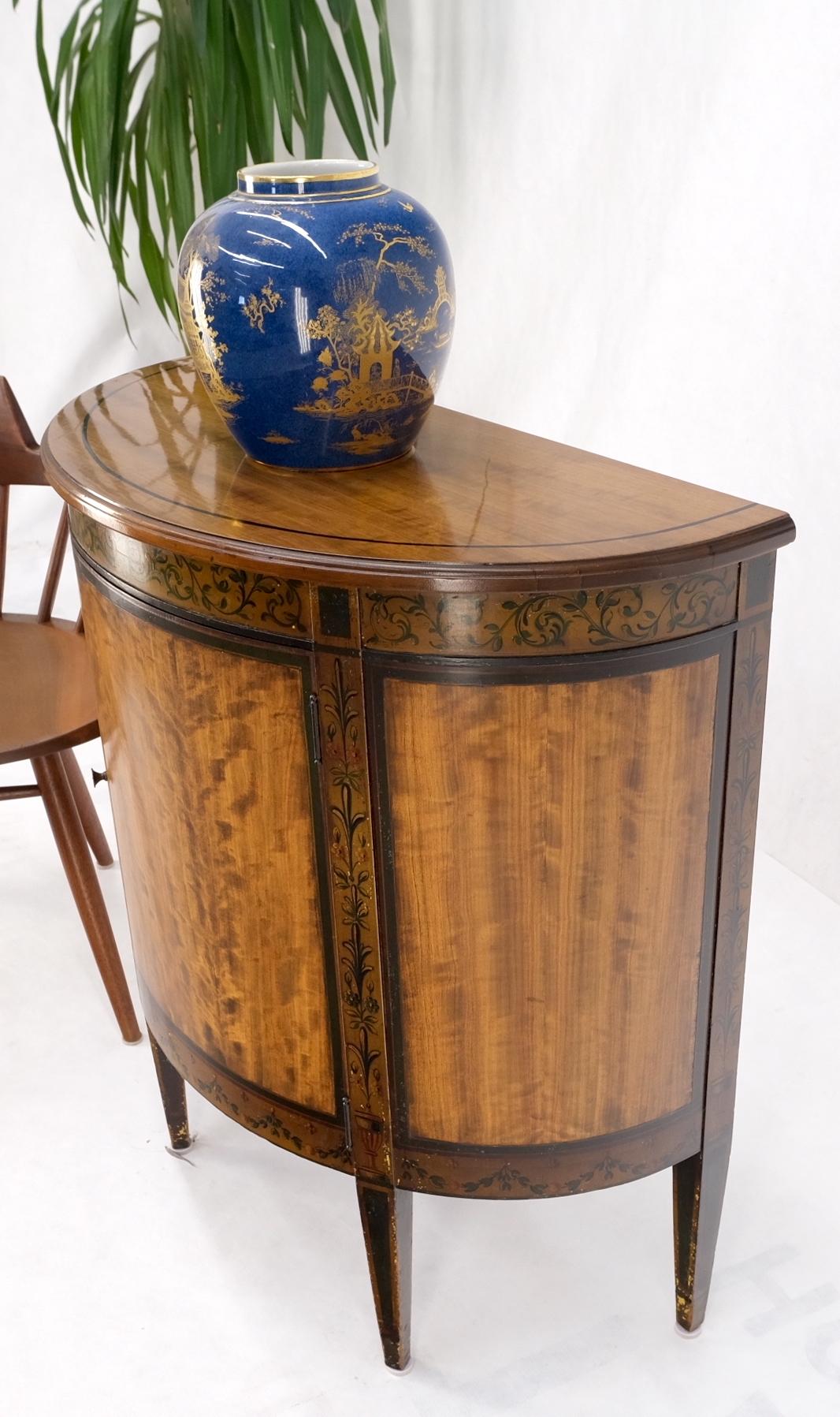 EstablishedLines Demi Lune Adams Style Satin Wood Console Cabinet Dresser Server Entry Chest Bar