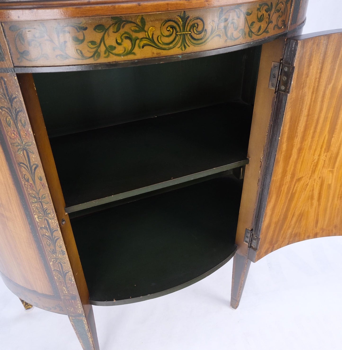 EstablishedLines Demi Lune Adams Style Satin Wood Console Cabinet Dresser Server Entry Chest Bar