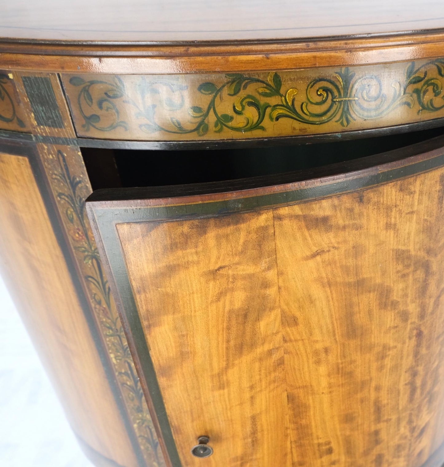 EstablishedLines Demi Lune Adams Style Satin Wood Console Cabinet Dresser Server Entry Chest Bar
