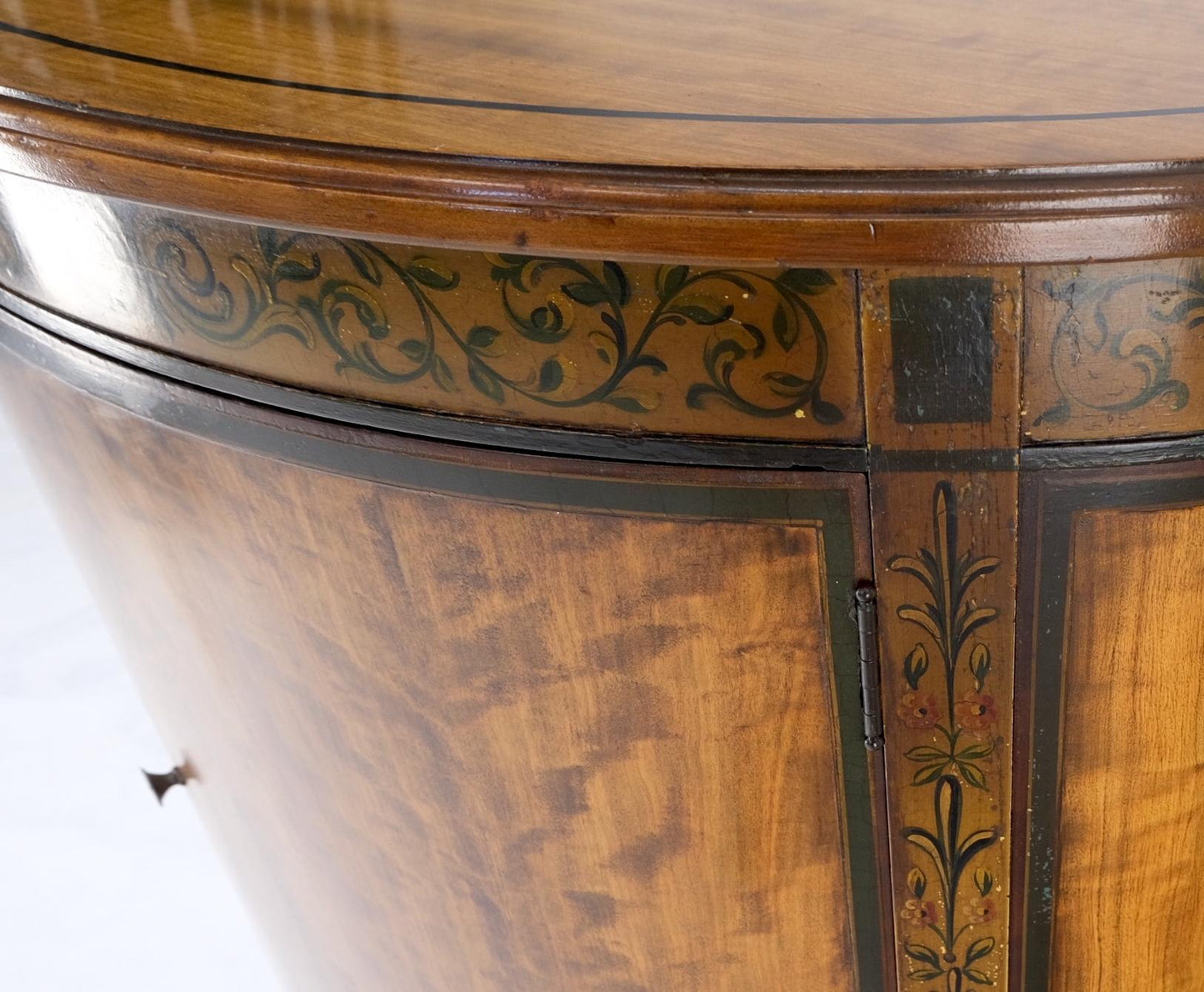 EstablishedLines Demi Lune Adams Style Satin Wood Console Cabinet Dresser Server Entry Chest Bar