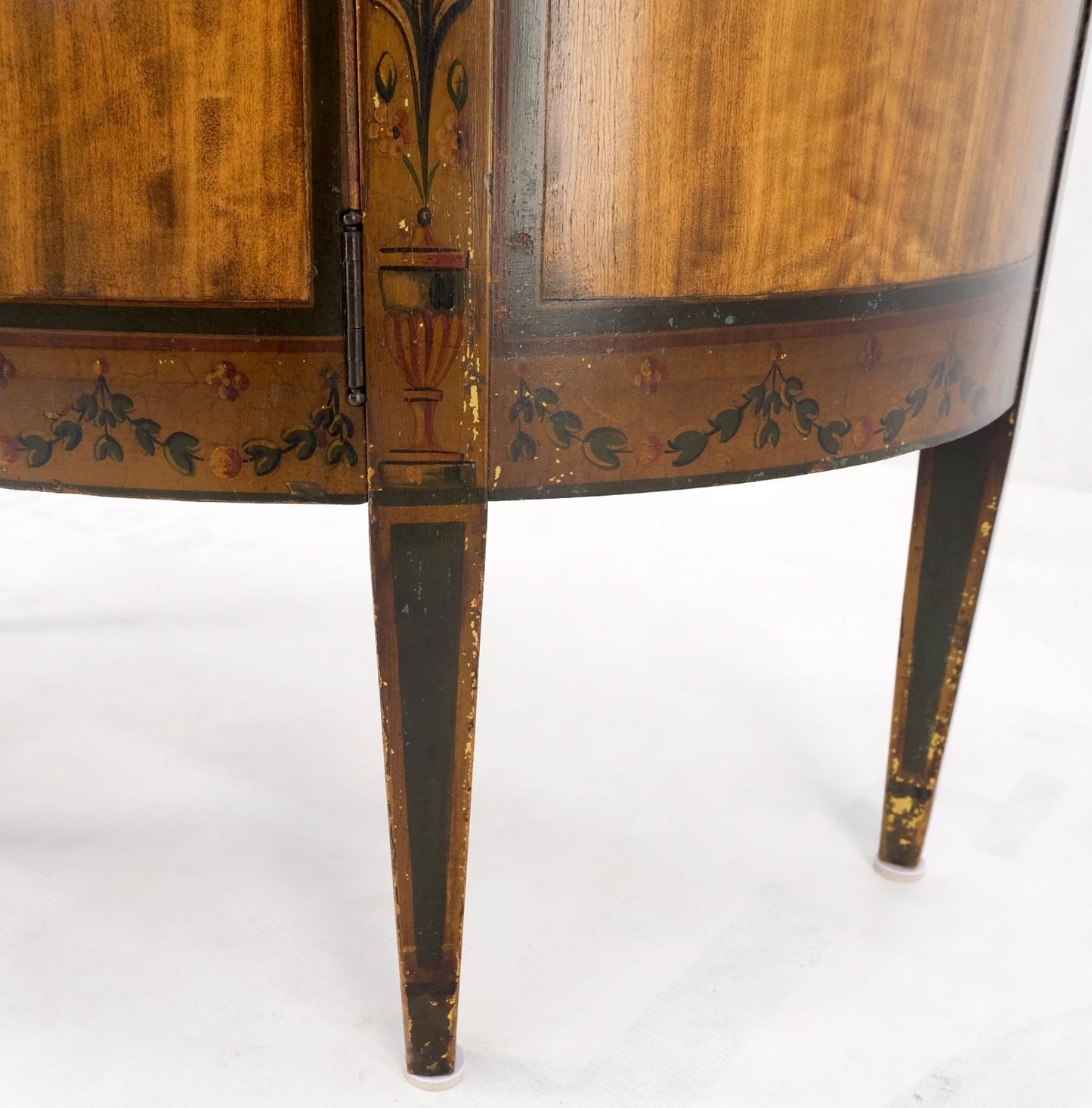 EstablishedLines Demi Lune Adams Style Satin Wood Console Cabinet Dresser Server Entry Chest Bar