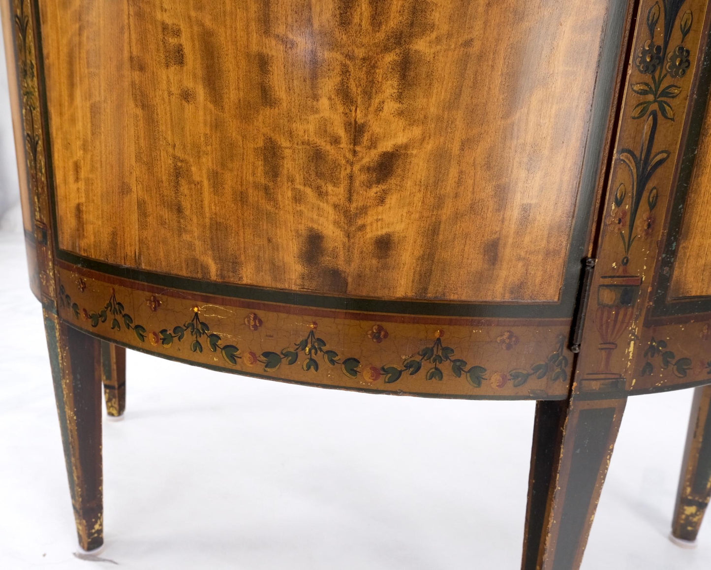 EstablishedLines Demi Lune Adams Style Satin Wood Console Cabinet Dresser Server Entry Chest Bar