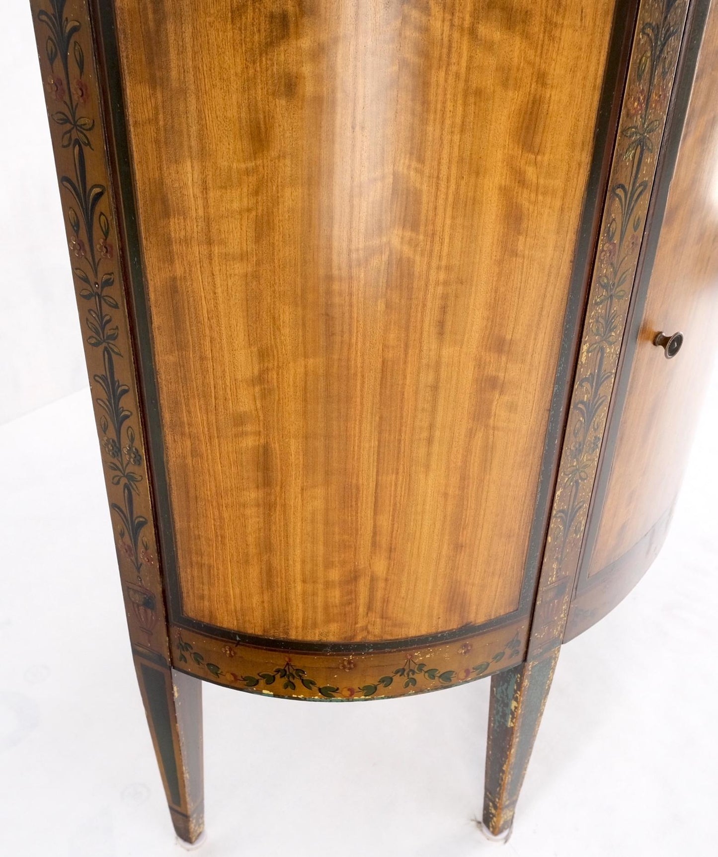 EstablishedLines Demi Lune Adams Style Satin Wood Console Cabinet Dresser Server Entry Chest Bar