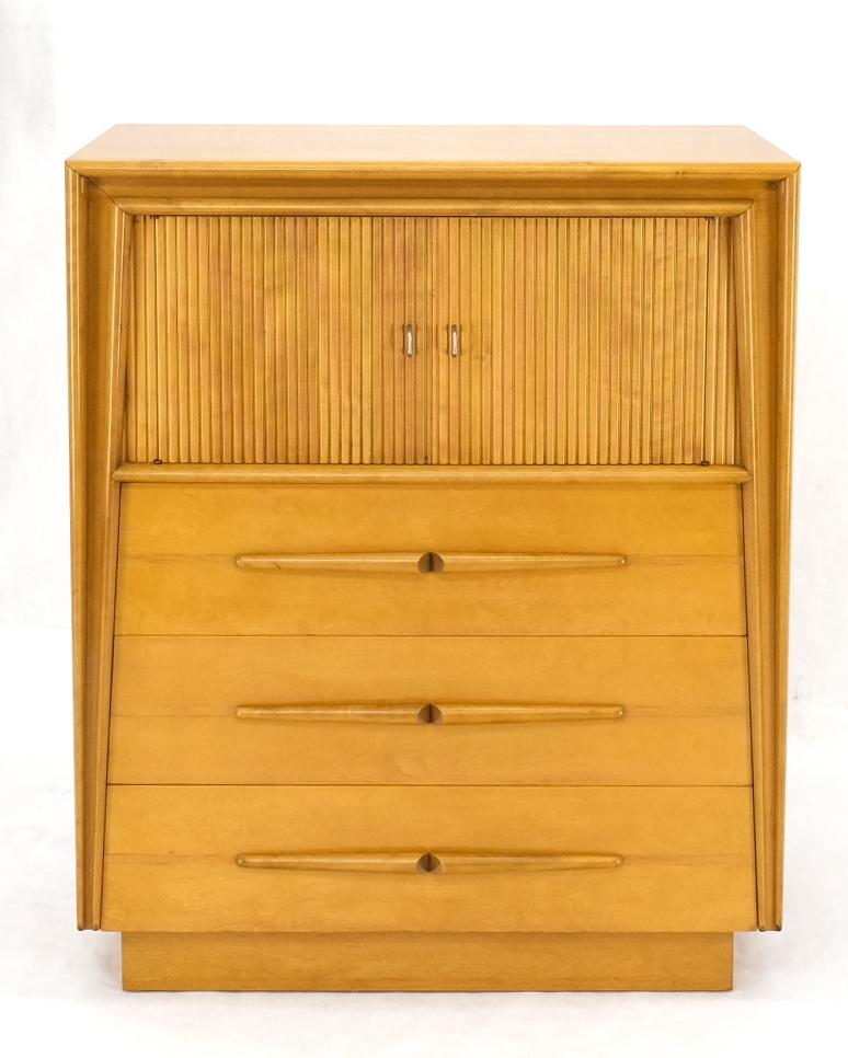 EstablishedLines Honey Amber Tone Finish Edmond Spence High Chest Gentlemen's Dresser Double Door