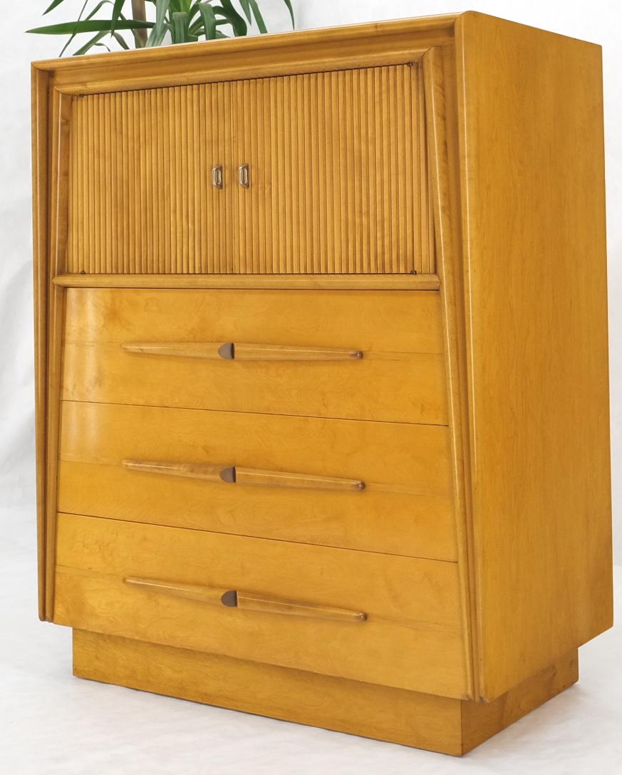 EstablishedLines Honey Amber Tone Finish Edmond Spence High Chest Gentlemen's Dresser Double Door