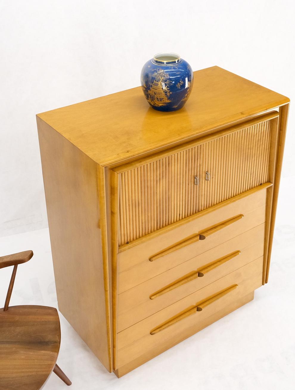 EstablishedLines Honey Amber Tone Finish Edmond Spence High Chest Gentlemen's Dresser Double Door