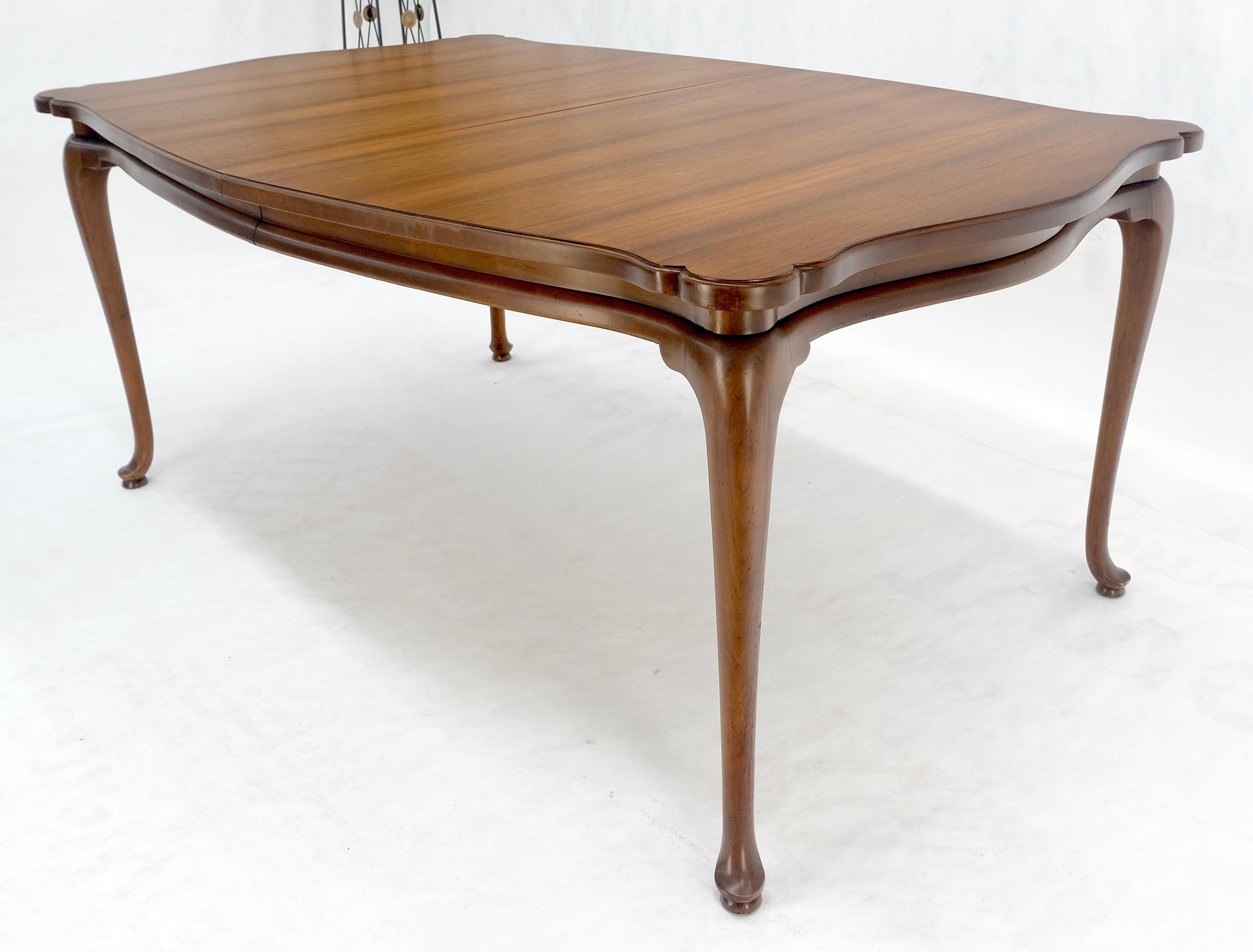 EstablishedLines Large c1940s 3x18" Extensions Boards Scroll Shape Top Walnut Dining Table MINT!