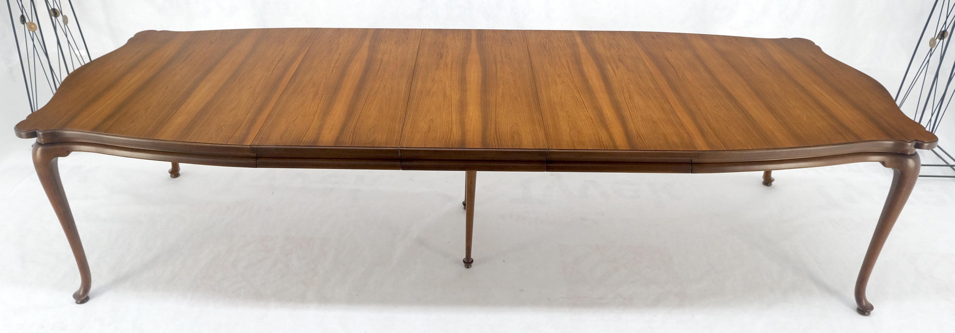 EstablishedLines Large c1940s 3x18" Extensions Boards Scroll Shape Top Walnut Dining Table MINT!