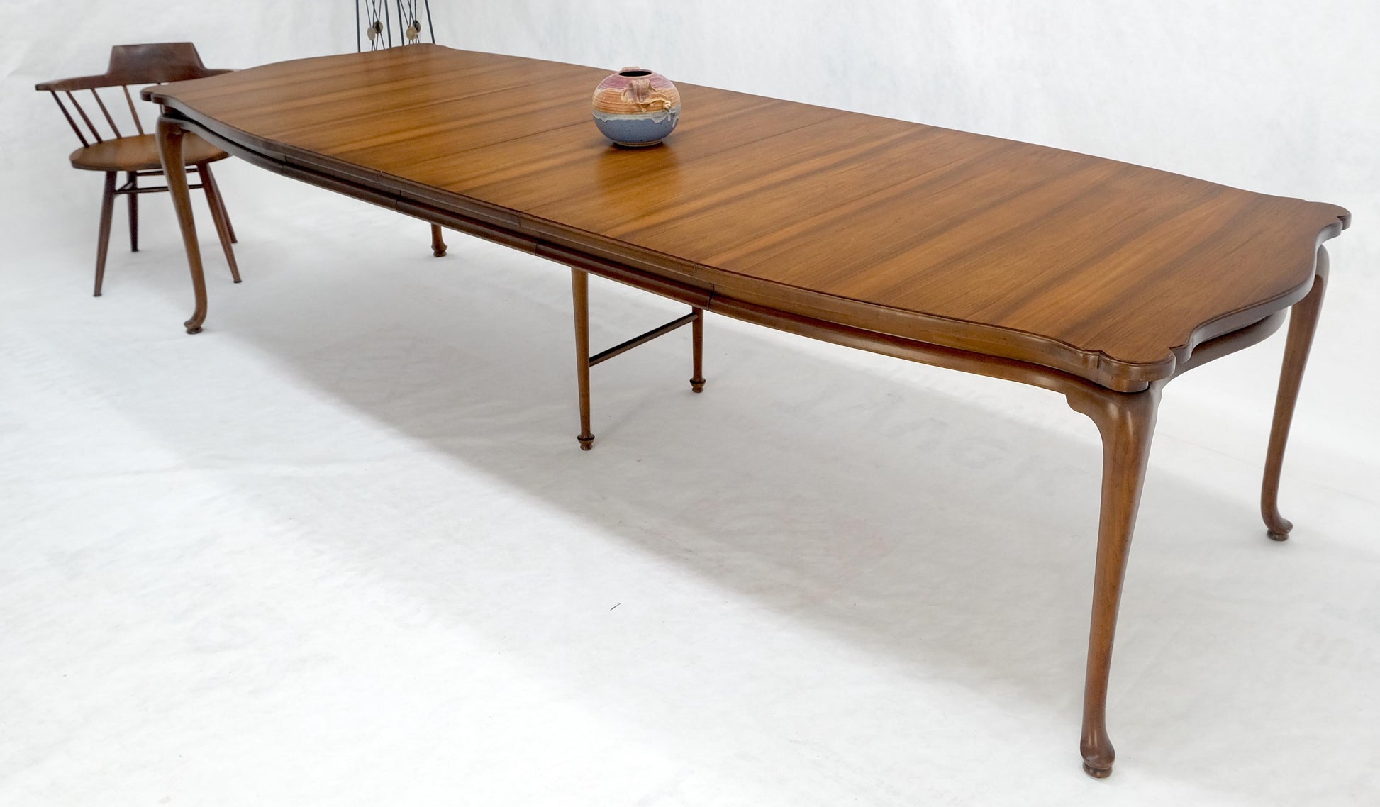 EstablishedLines Large c1940s 3x18" Extensions Boards Scroll Shape Top Walnut Dining Table MINT!