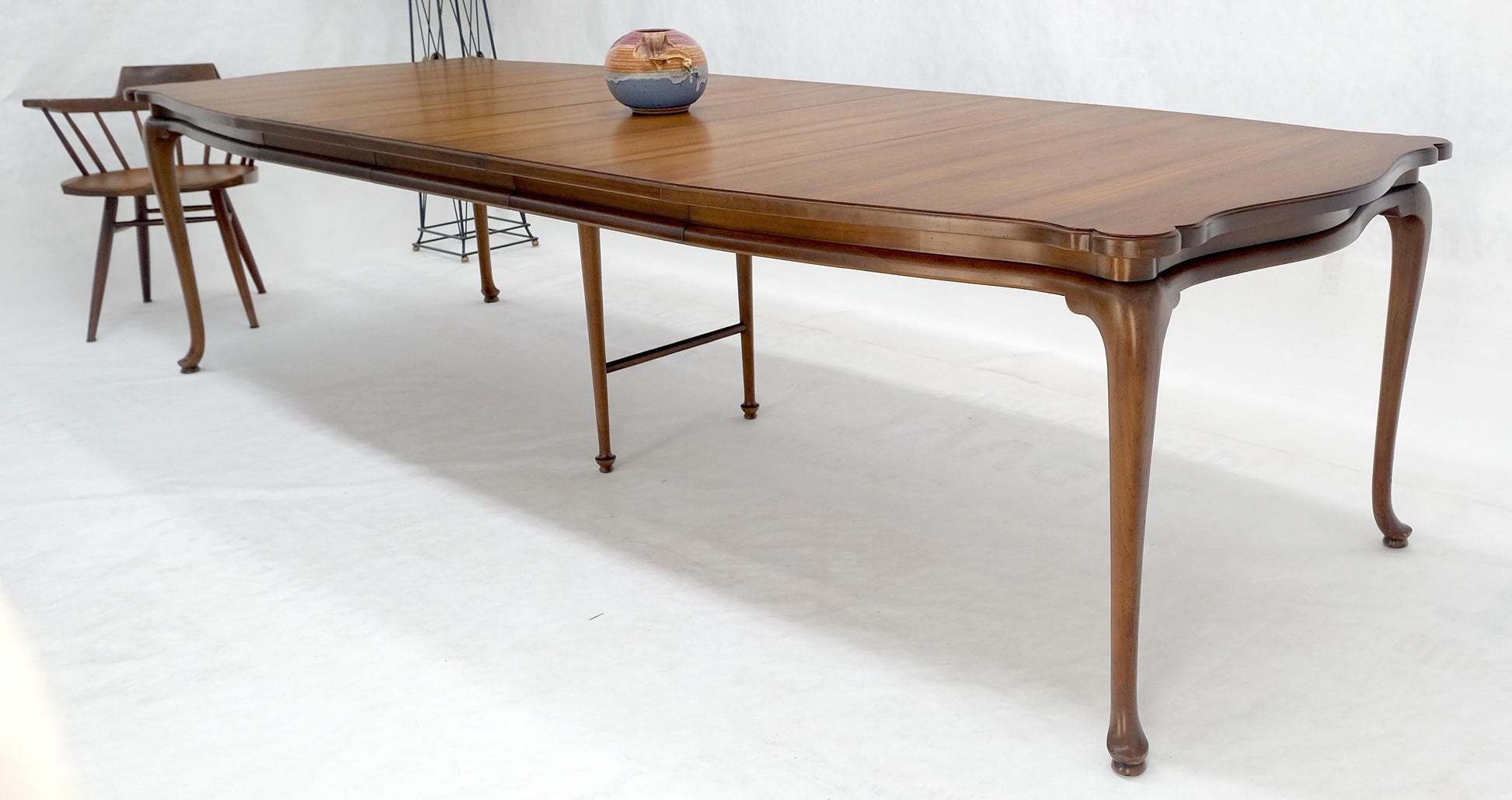 EstablishedLines Large c1940s 3x18" Extensions Boards Scroll Shape Top Walnut Dining Table MINT!