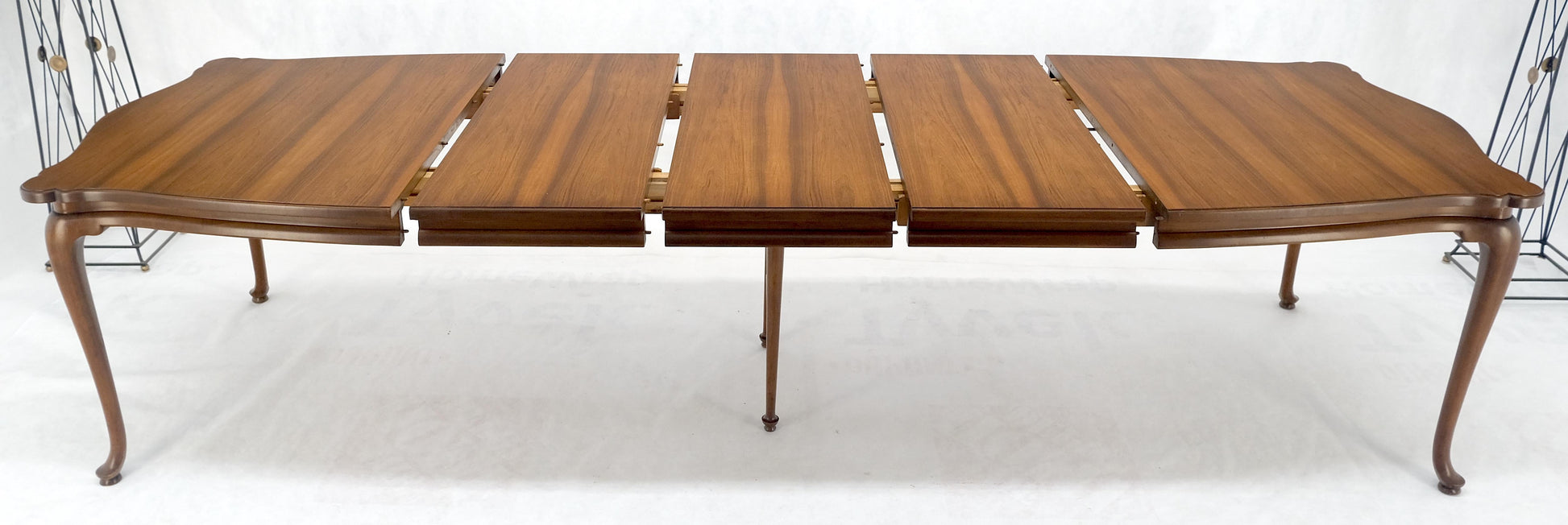 EstablishedLines Large c1940s 3x18" Extensions Boards Scroll Shape Top Walnut Dining Table MINT!