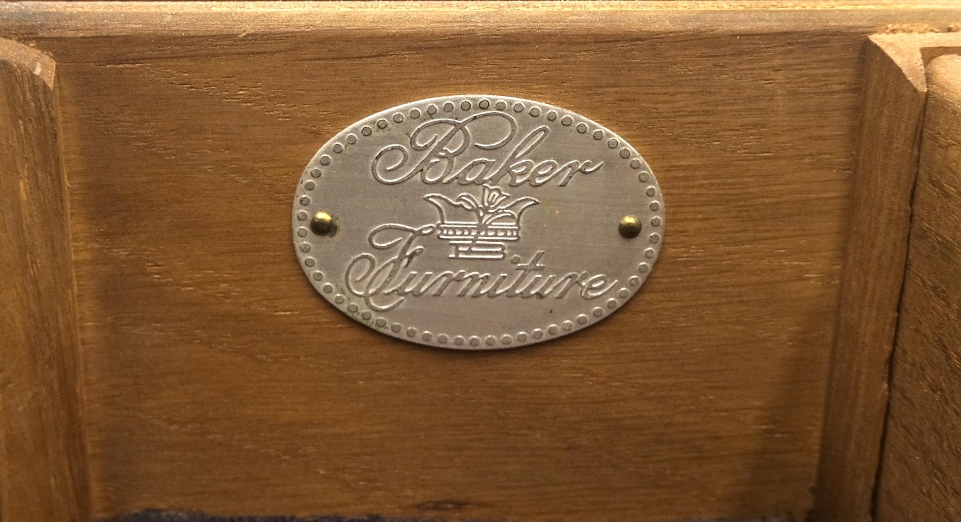 EstablishedLines Baker Teak & Brass Double Door Compartment 4 Drawers Credenza Dresser MINT!