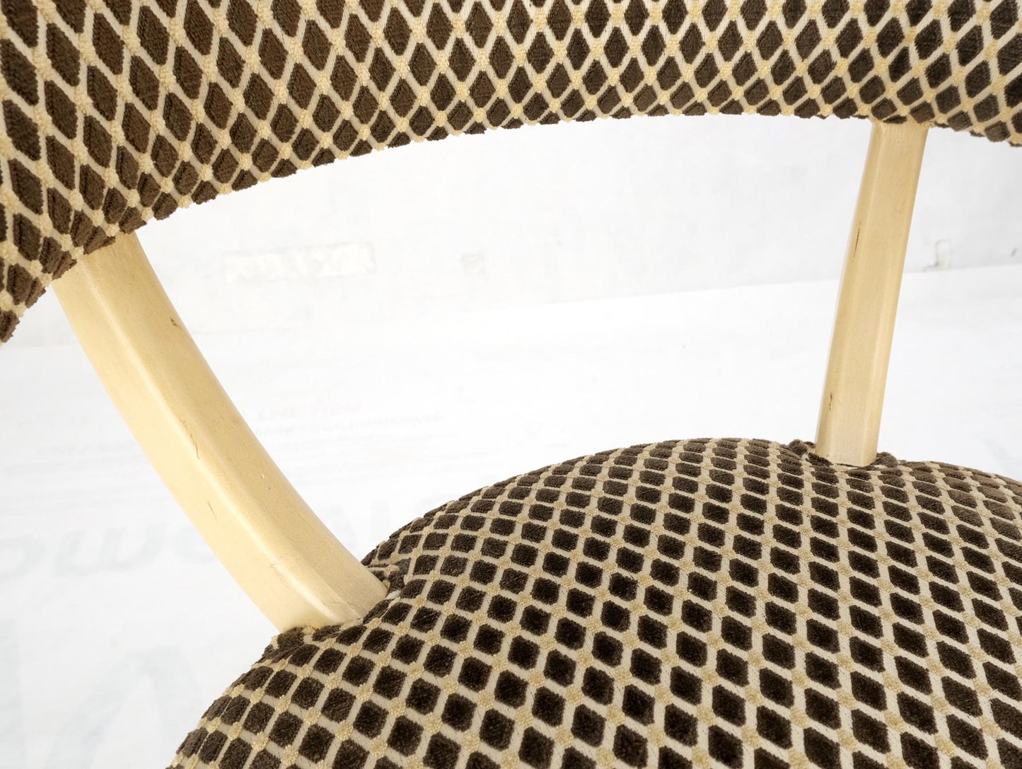 EstablishedLines Pair Dimond Pattern Velvet Upholstery Barrel Shape Back Fireside Armchairs MINT!