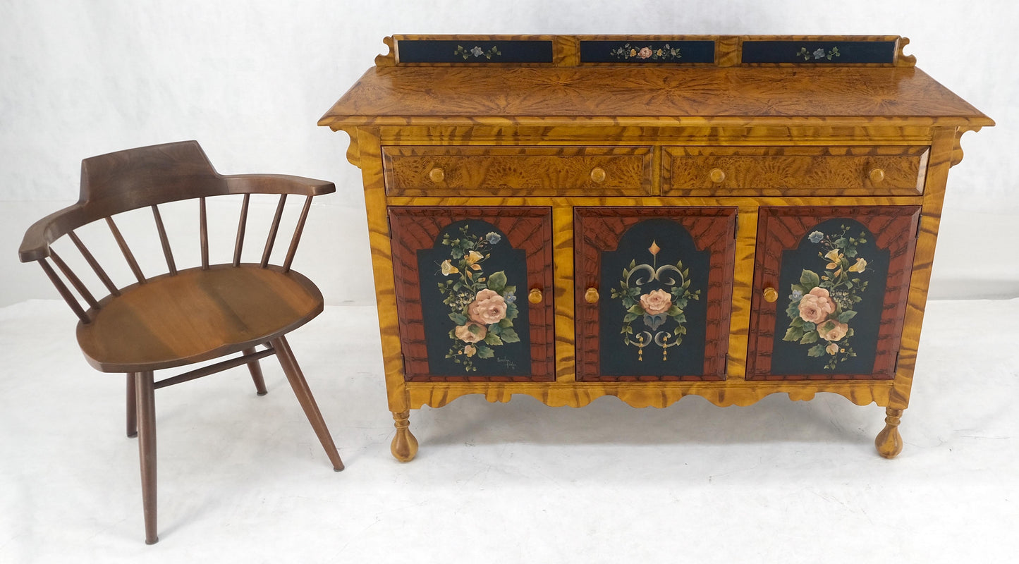 EstablishedLines Paint Decorated Faux Finish Backsplash 3 Doors 1 Drawer Sideboards Onion Legs