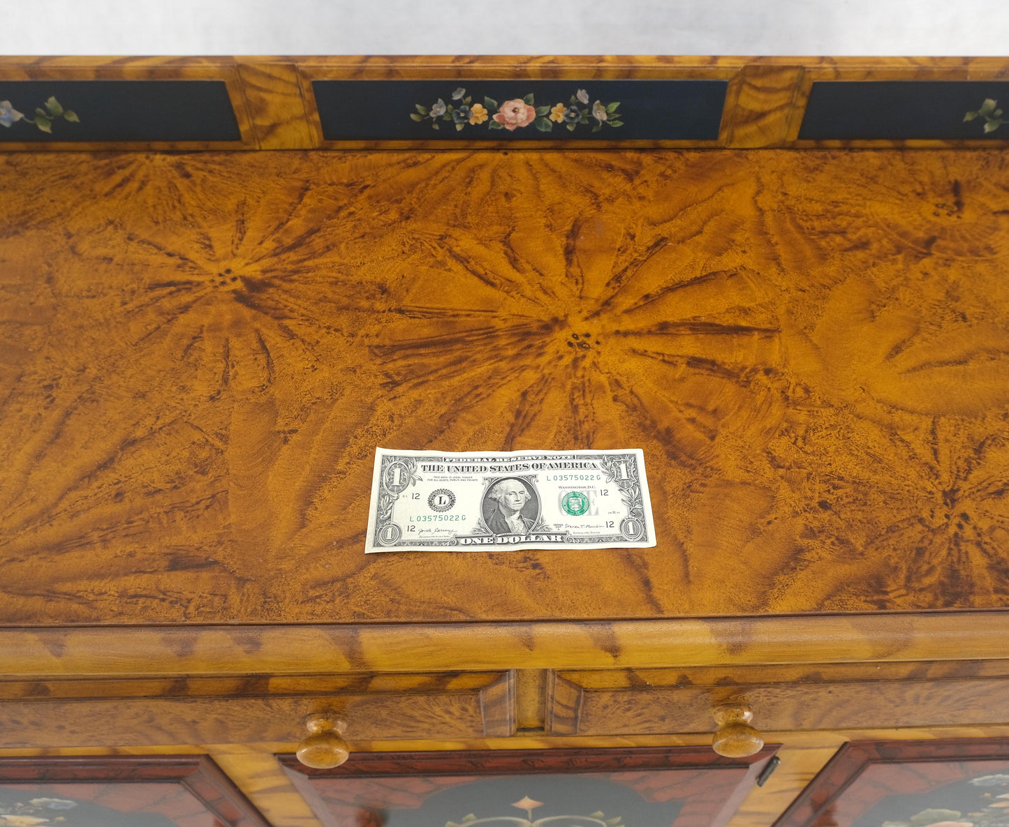 EstablishedLines Paint Decorated Faux Finish Backsplash 3 Doors 1 Drawer Sideboards Onion Legs