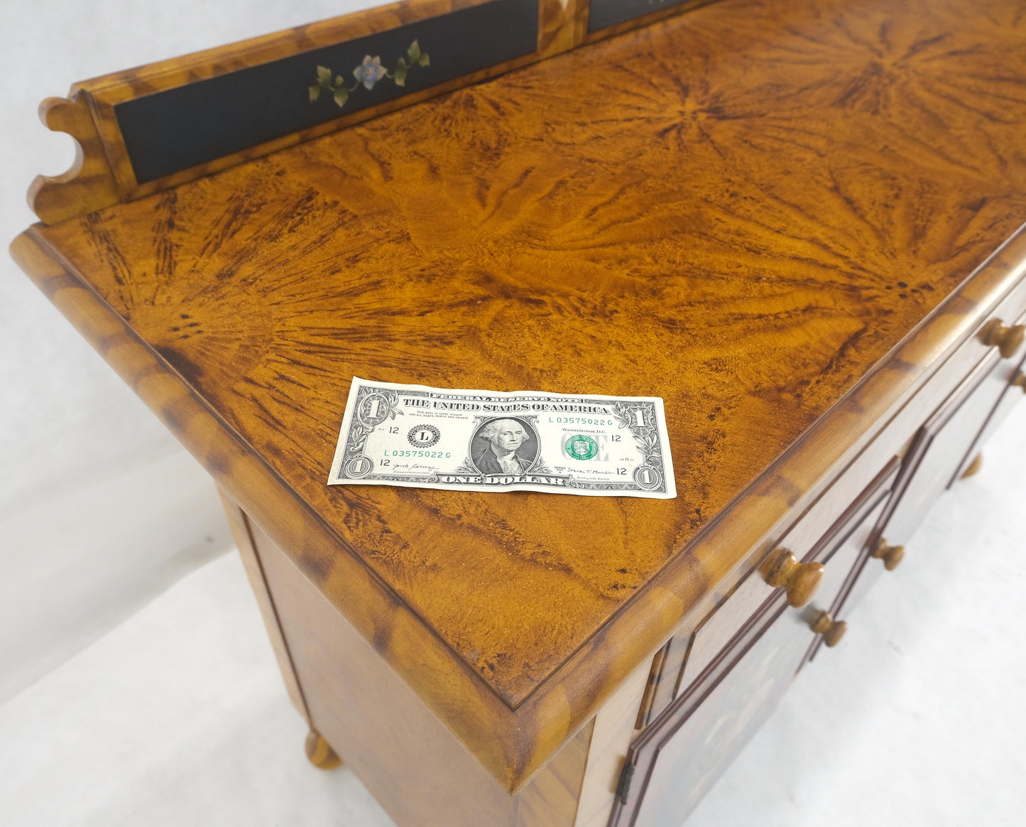 EstablishedLines Paint Decorated Faux Finish Backsplash 3 Doors 1 Drawer Sideboards Onion Legs