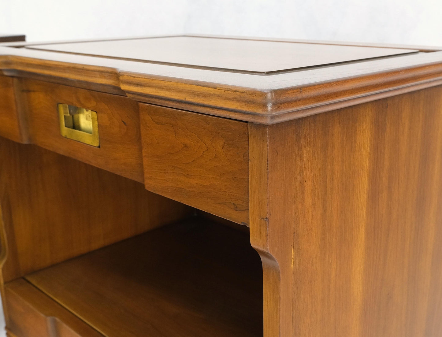 EstablishedLines Pair Widdicomb Campaign Style Solid Cherry Brass Pulls Night Stands Tables MINT!