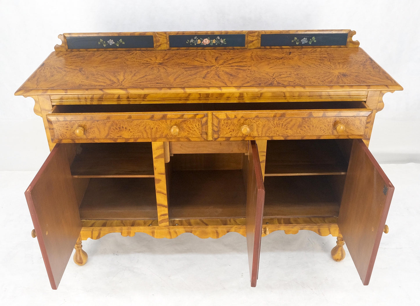 EstablishedLines Paint Decorated Faux Finish Backsplash 3 Doors 1 Drawer Sideboards Onion Legs