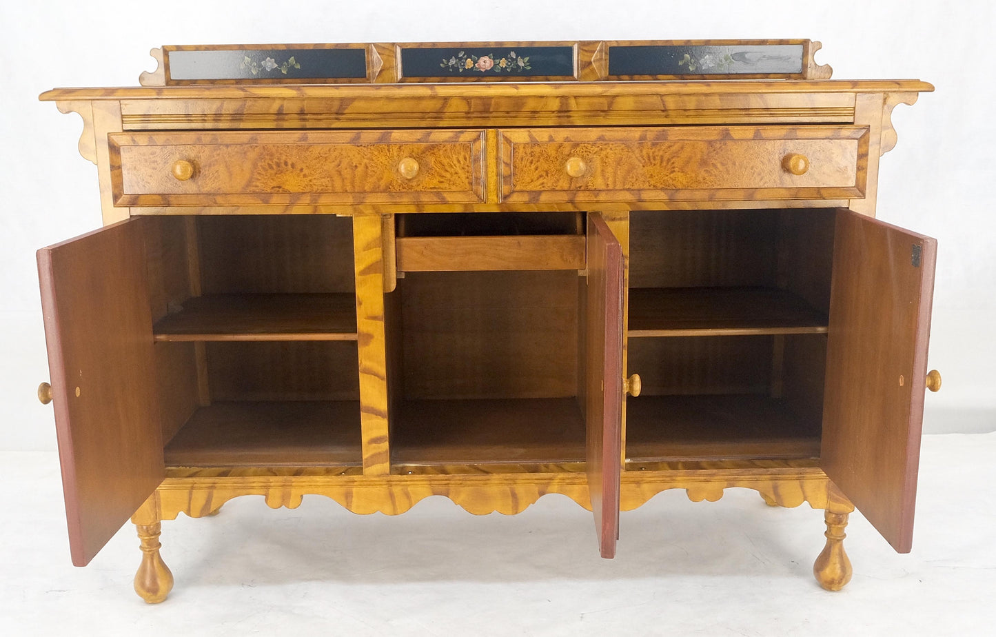 EstablishedLines Paint Decorated Faux Finish Backsplash 3 Doors 1 Drawer Sideboards Onion Legs