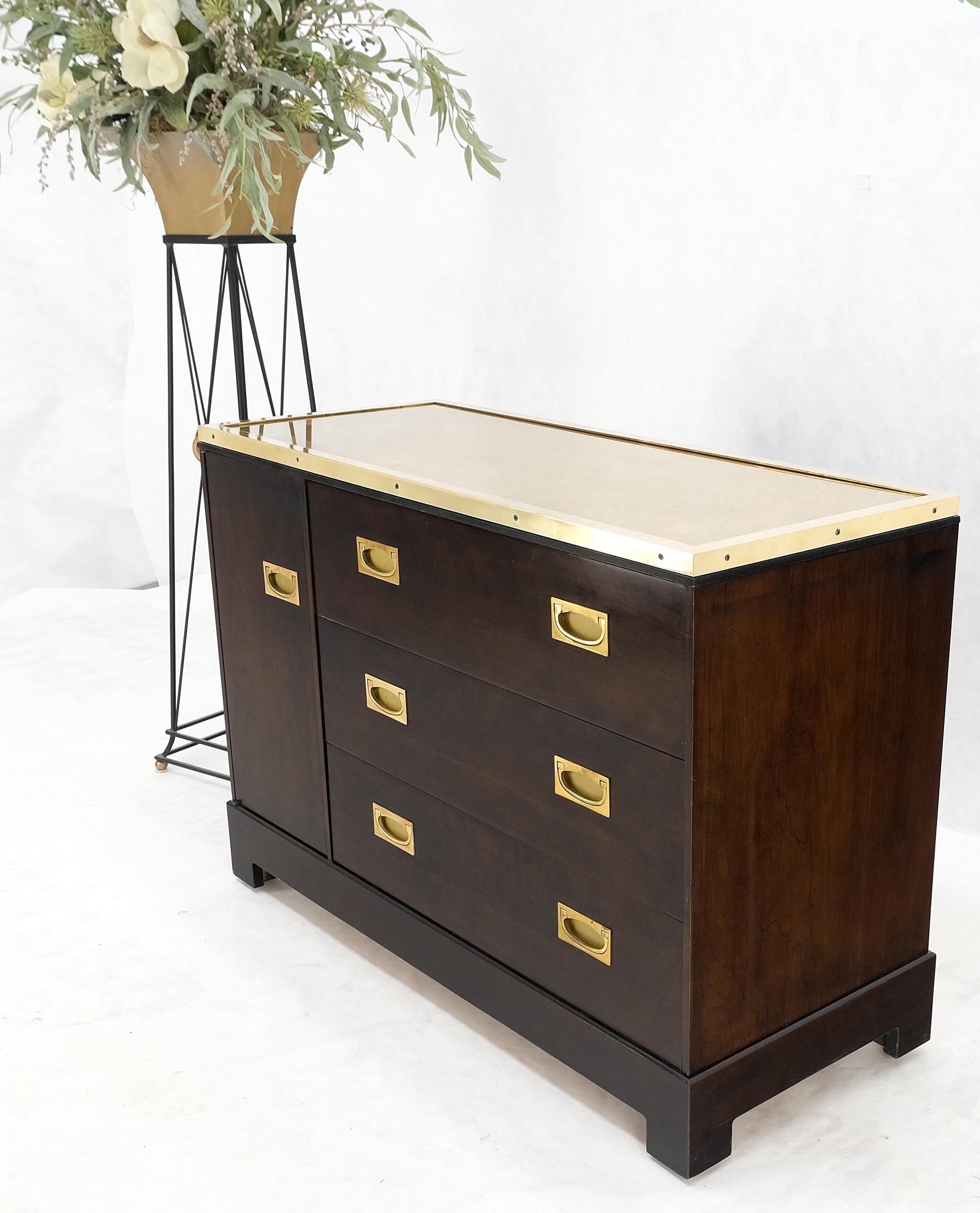 EstablishedLines Campaign Style 6 Drawers Brass Drop Pulls Mid-Century Modern Bachelor Chest Mint