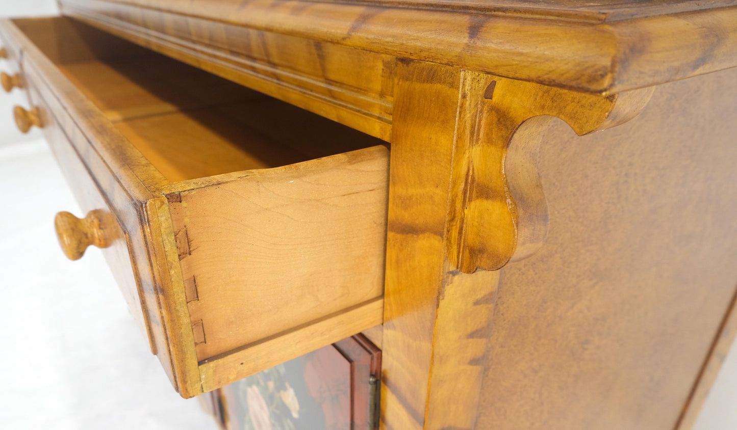 EstablishedLines Paint Decorated Faux Finish Backsplash 3 Doors 1 Drawer Sideboards Onion Legs