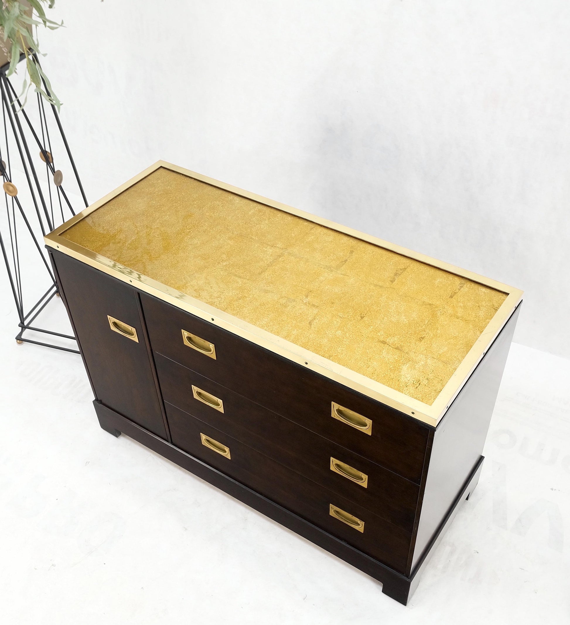 EstablishedLines Campaign Style 6 Drawers Brass Drop Pulls Mid-Century Modern Bachelor Chest Mint