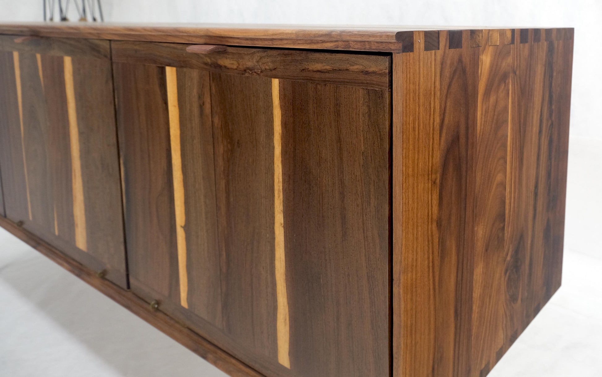 EstablishedLines Solid Walnut 3 Drop Front Doors Compartments Compact Dovetail Joints Credenza