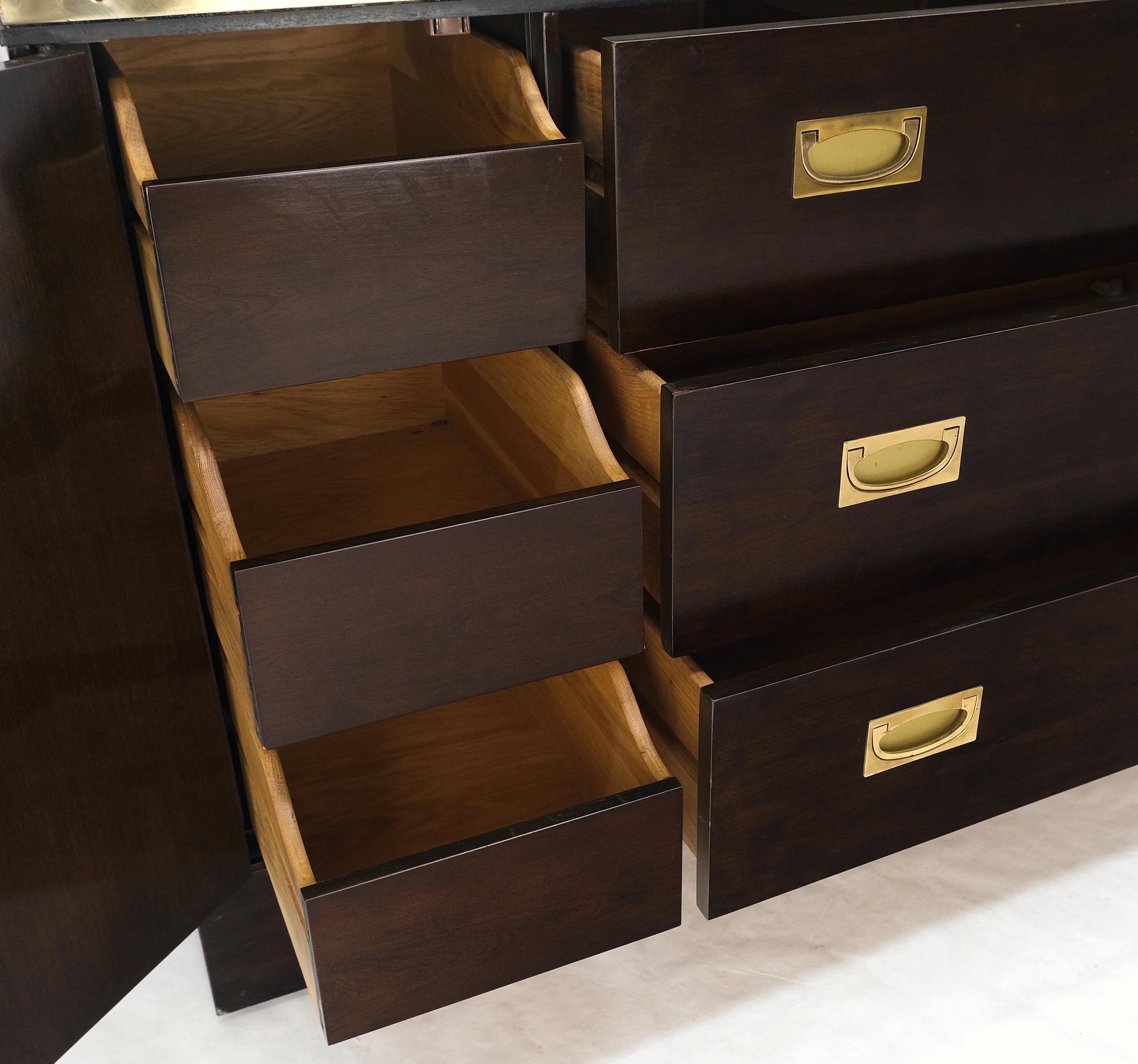EstablishedLines Campaign Style 6 Drawers Brass Drop Pulls Mid-Century Modern Bachelor Chest Mint