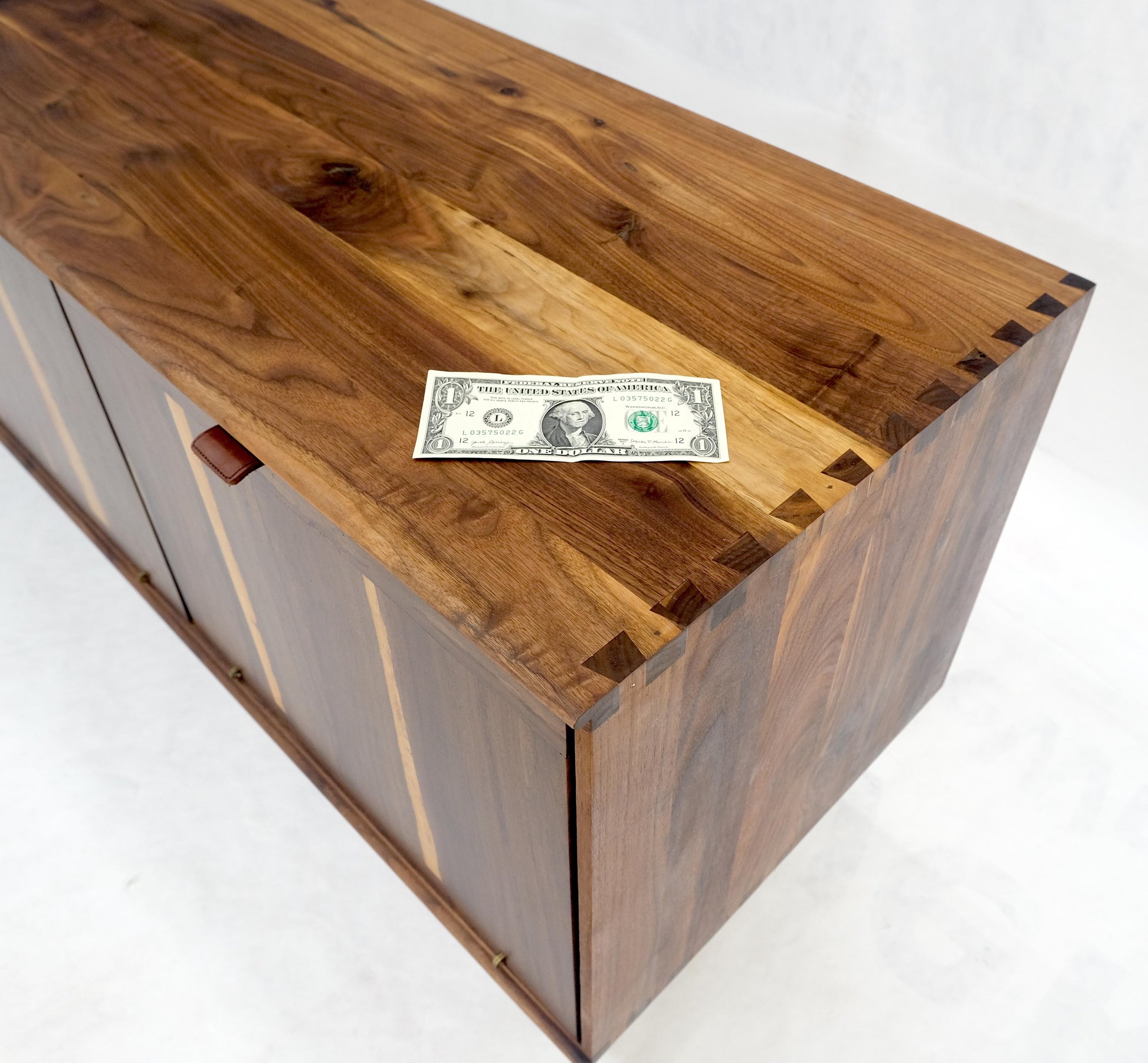 EstablishedLines Solid Walnut 3 Drop Front Doors Compartments Compact Dovetail Joints Credenza