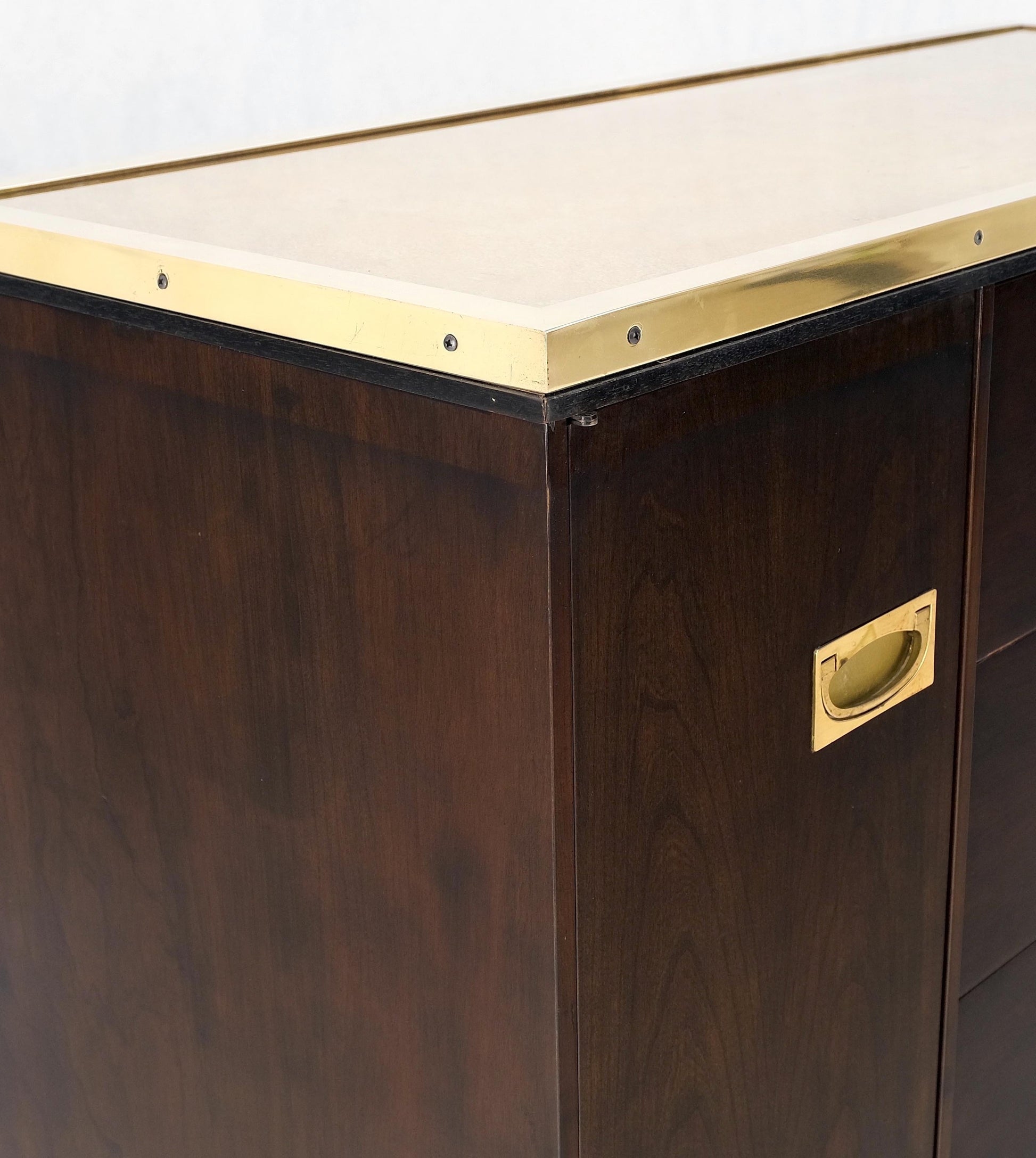 EstablishedLines Campaign Style 6 Drawers Brass Drop Pulls Mid-Century Modern Bachelor Chest Mint