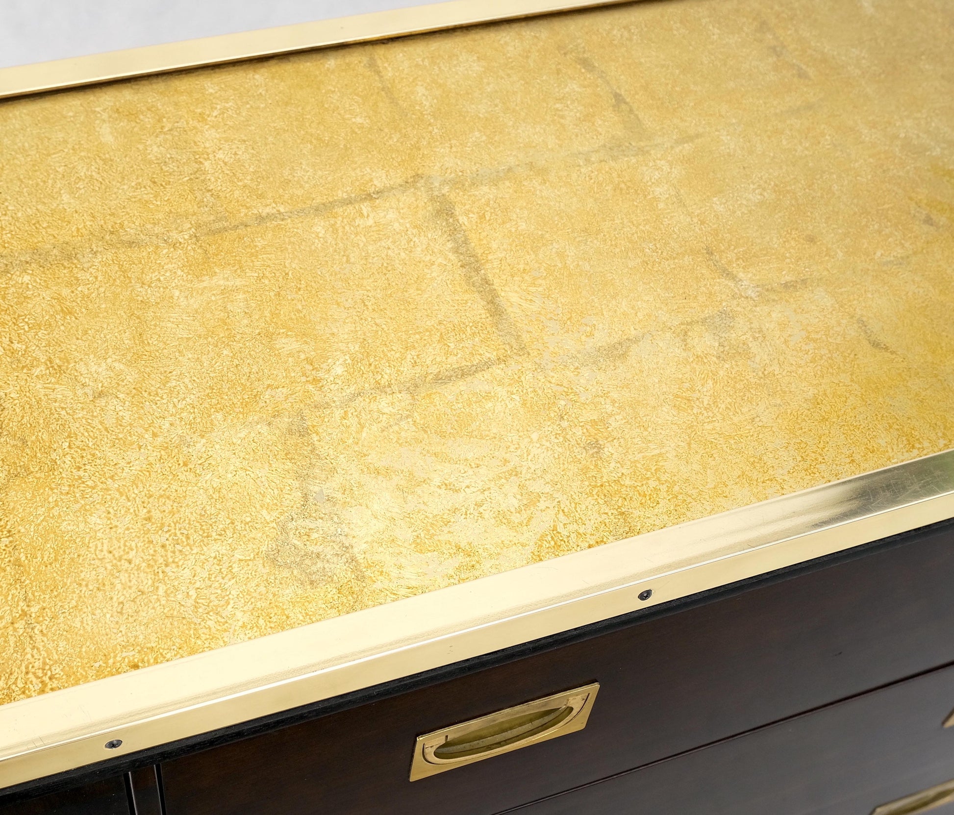 EstablishedLines Campaign Style 6 Drawers Brass Drop Pulls Mid-Century Modern Bachelor Chest Mint