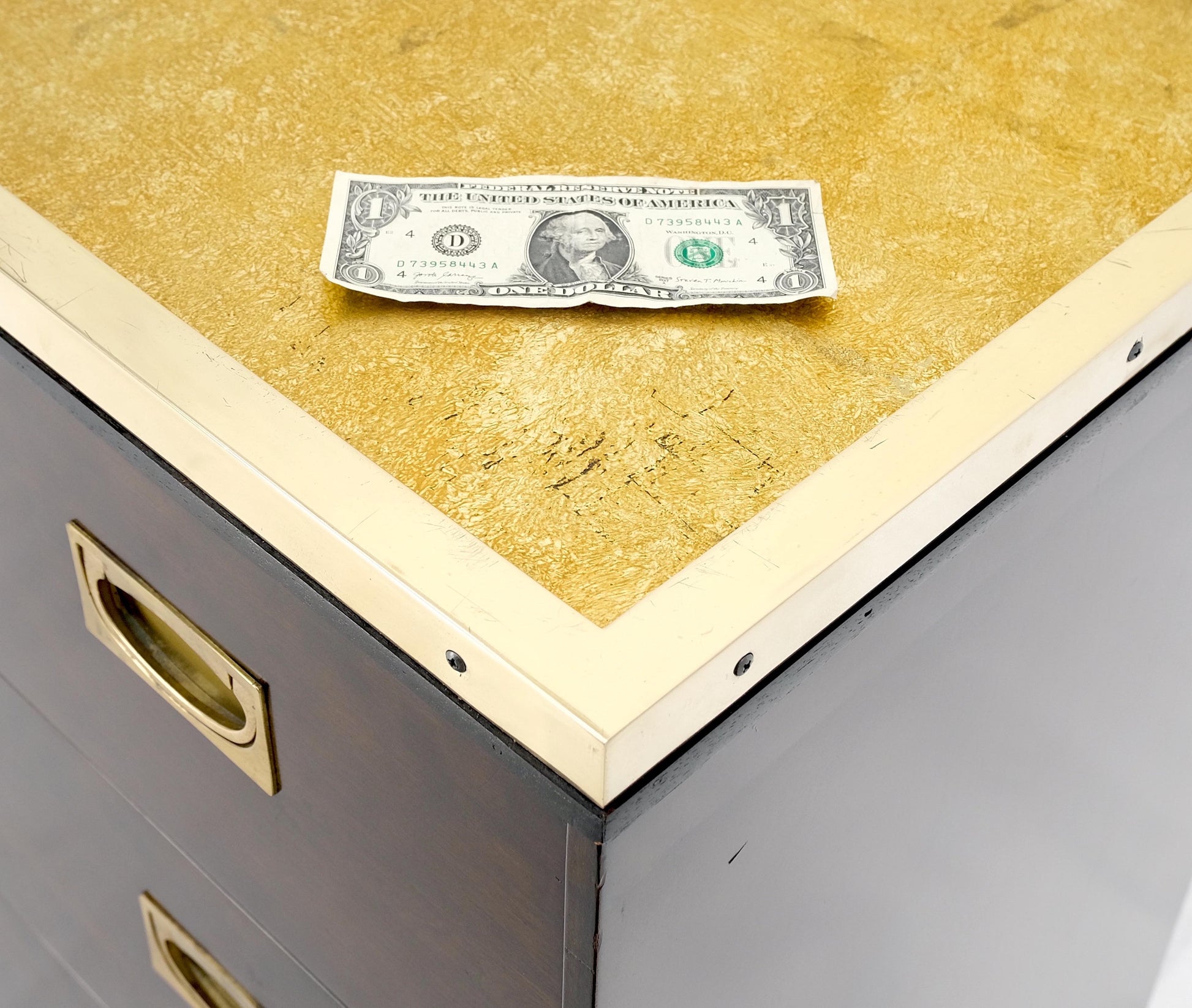 EstablishedLines Campaign Style 6 Drawers Brass Drop Pulls Mid-Century Modern Bachelor Chest Mint