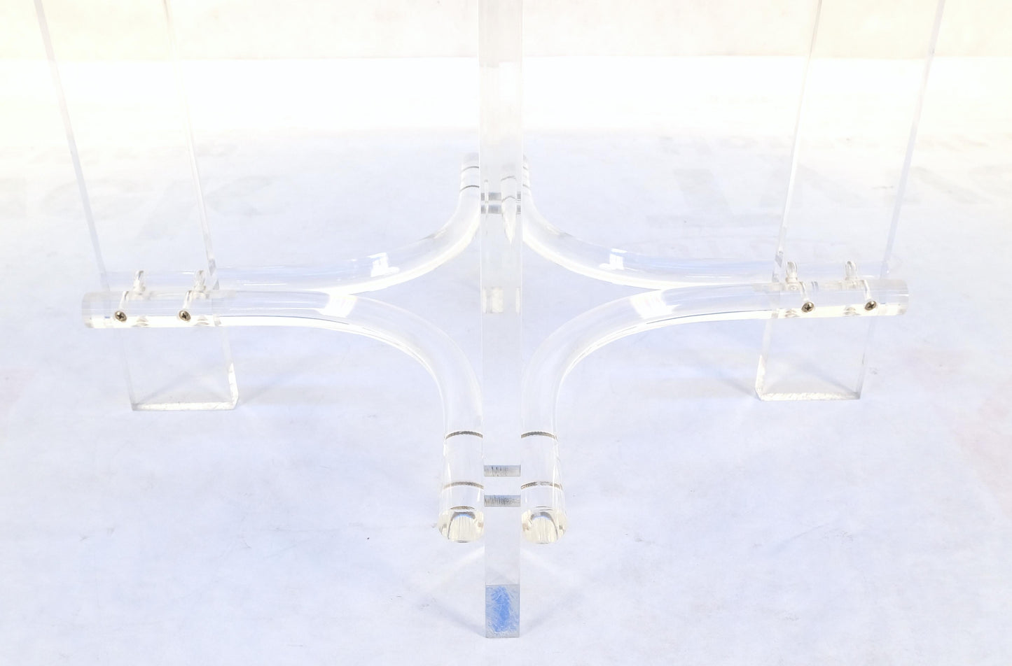 Large Oval Blue Azul Purple Beveled 3/4" Glass Top Dining Table on Lucite Base